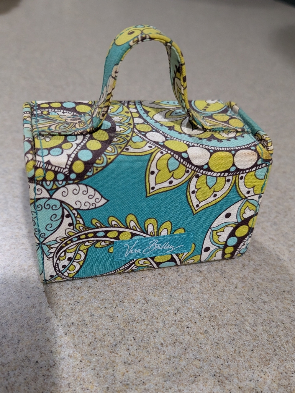 Vera Bradley Quilted Mini Jewelry Holder in Lime & Teal Paisley - Picture 2 of 5